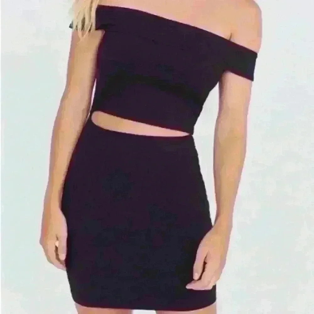 Urban Outfitters Silence & Noise Off Shoulder Slashed Ponte Dress